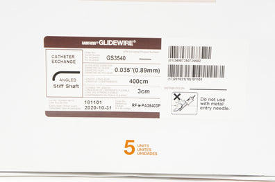 Terumo GS3540 Radifocus Glidewire Exchange Cath. 0.035inchx400x3cm(x) - Box of 4